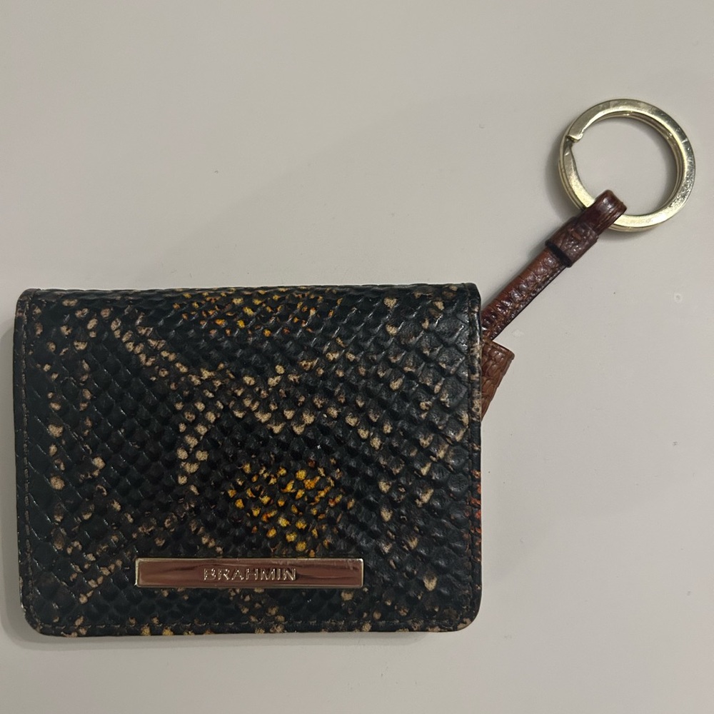 Brahmin Black and Brown Keychain Wallet
